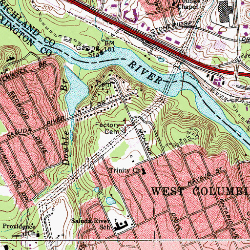 Topographic Map of Factory Cemetery, SC