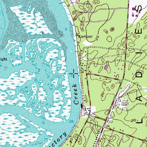 Topographic Map of Factory Creek, SC
