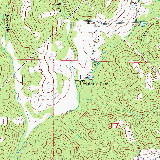 Topographic Map of Malone Cemetery, AL