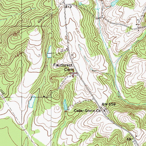 Topographic Map of Fair Forest Presbyterian Church Graveyard, SC