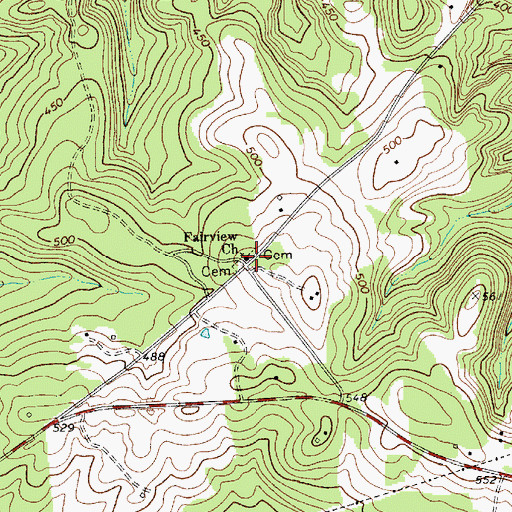 Topographic Map of Fairview Church, SC
