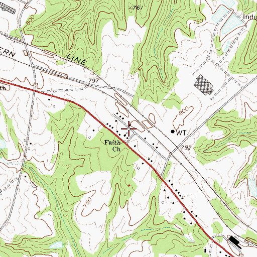 Topographic Map of Faith Church, SC