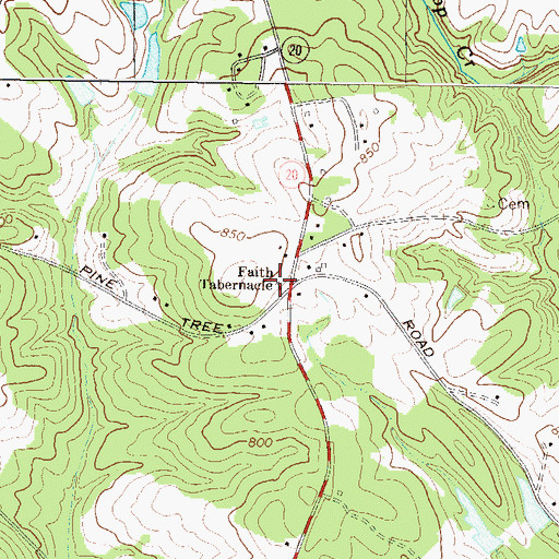 Topographic Map of Faith Tabernacle, SC