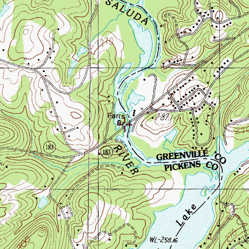 Topographic Map of Farrs Bridge, SC