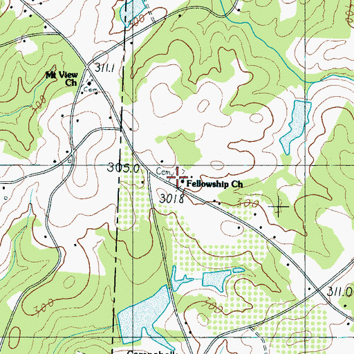 Topographic Map of Fellowship Church, SC