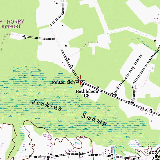 Topographic Map of Felton School, SC