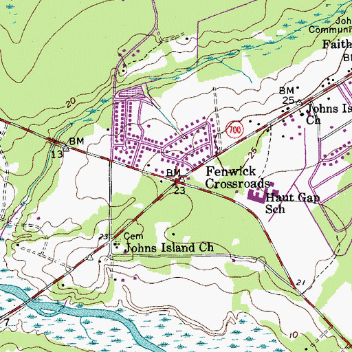 Topographic Map of Fenwick Crossroads, SC