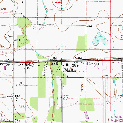 Topographic Map of Malta, AL