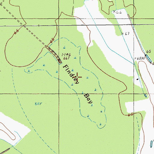 Topographic Map of Findley Bay, SC