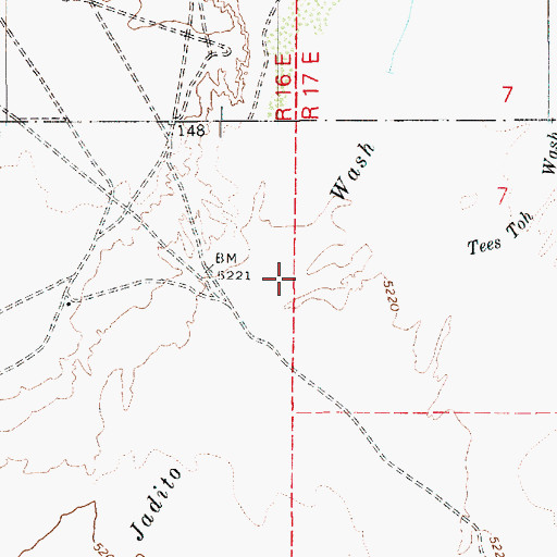 Topographic Map of Tees Toh Wash, AZ