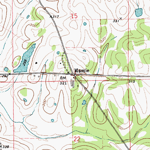 Topographic Map of Mamie, AL