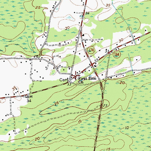 Topographic Map of First Zion Church, SC