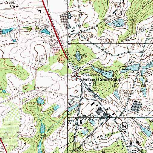 Topographic Map of Fishing Creek Cemetery, SC