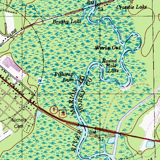 Topographic Map of Fishtrap Lake, SC