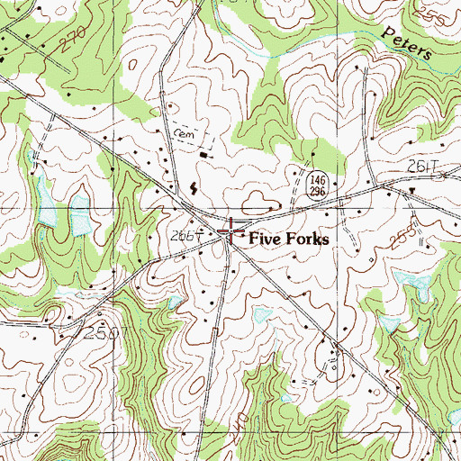 Topographic Map of Five Forks, SC