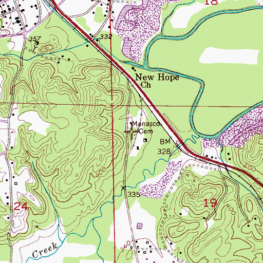 Topographic Map of Manasco Cemetery, AL