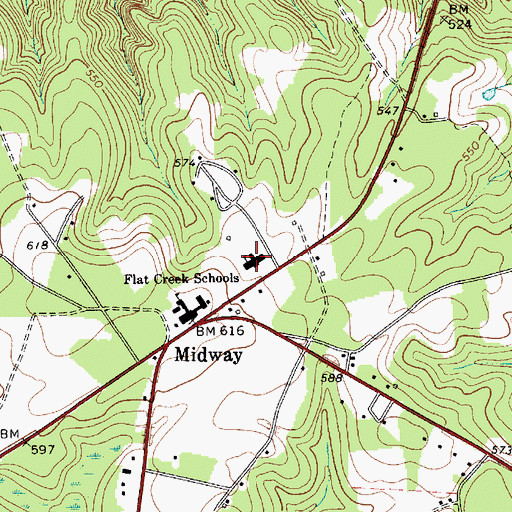 Topographic Map of Flat Creek Schools, SC