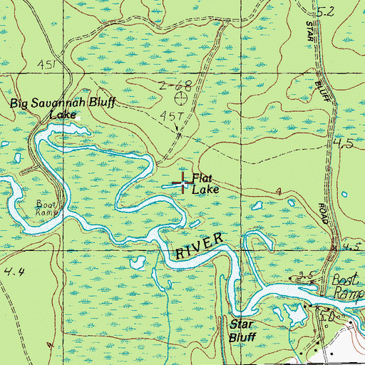 Topographic Map of Flat Lake, SC