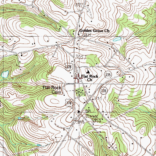 Topographic Map of Flat Rock Cemetery, SC