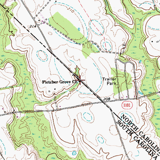Topographic Map of Fletcher Grove Church, SC