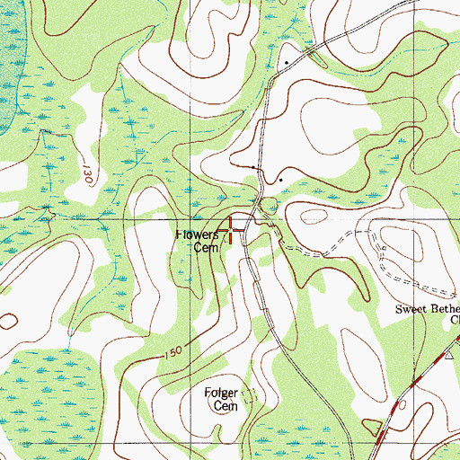 Topographic Map of Flowers Cemetery, SC
