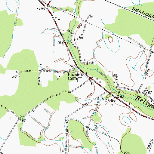 Topographic Map of Flowers Cemetery, SC