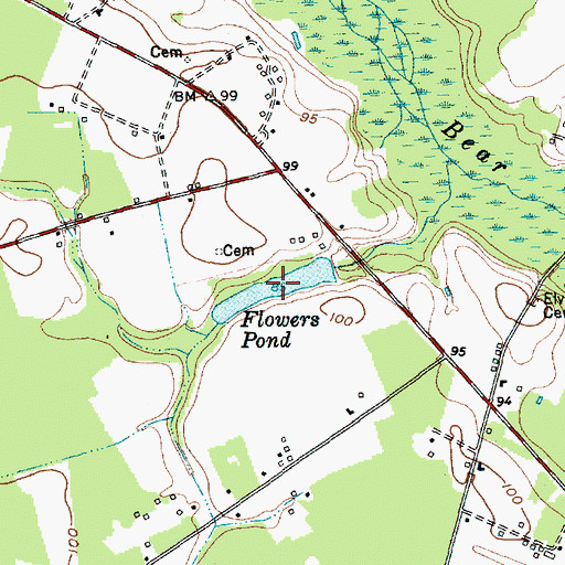 Topographic Map of Flowers Pond, SC