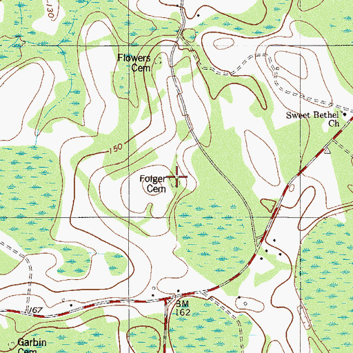 Topographic Map of Folger Cemetery, SC