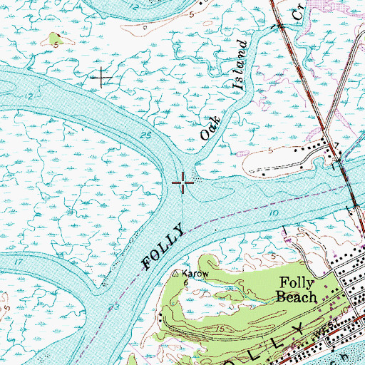 Topographic Map of Folly Creek, SC