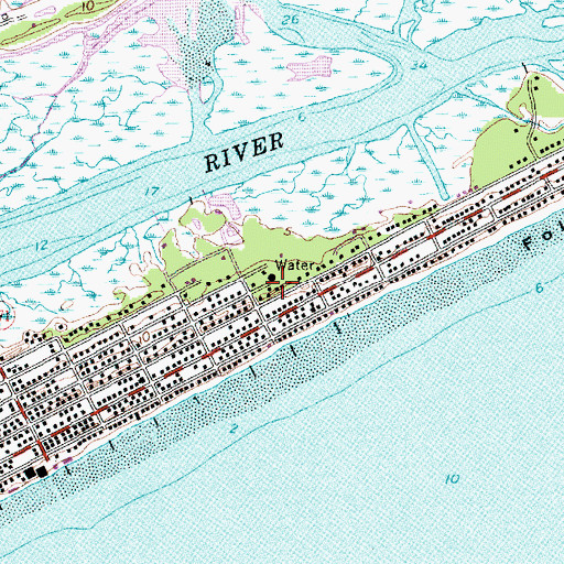 Topographic Map of Folly Island, SC