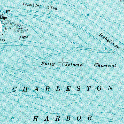 Topographic Map of Folly Island Channel, SC