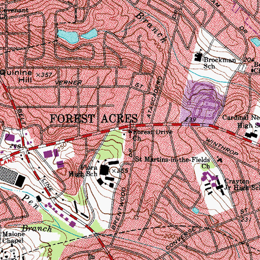 Topographic Map of Forest Drive Church, SC