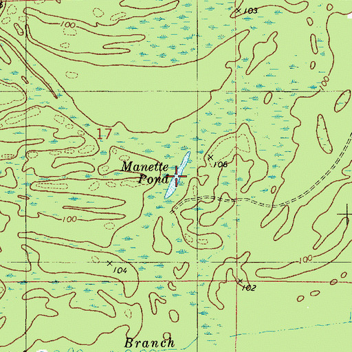 Topographic Map of Manette Pond, AL
