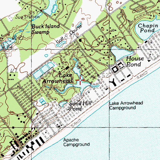 Topographic Map of Lake Arrowhead, SC