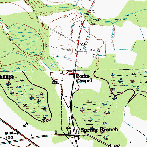 Topographic Map of Forks Chapel, SC