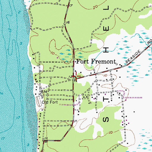 Topographic Map of Fort Fremont, SC