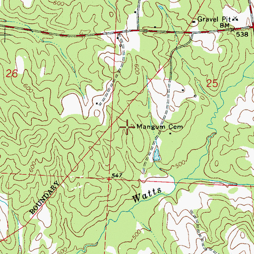 Topographic Map of Mangum Cemetery, AL