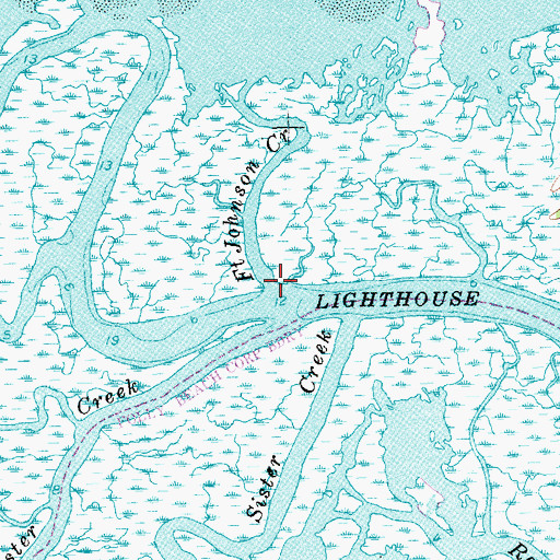Topographic Map of Fort Johnson Creek, SC