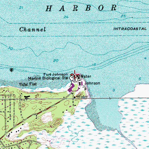 Topographic Map of Fort Johnson Marine Biological Station, SC