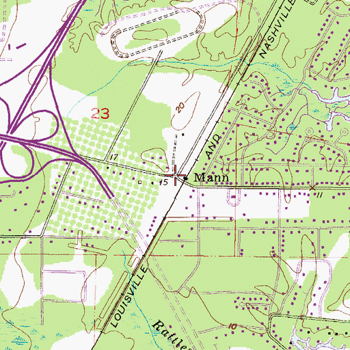 Topographic Map of Mann, AL