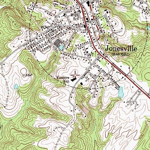 Topographic Map of Fosters School, SC