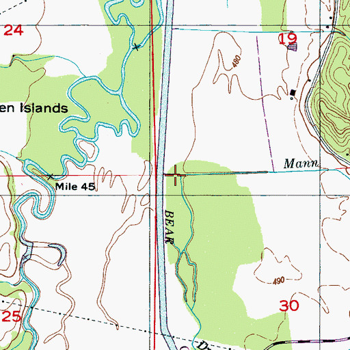 Topographic Map of Mann Branch, AL
