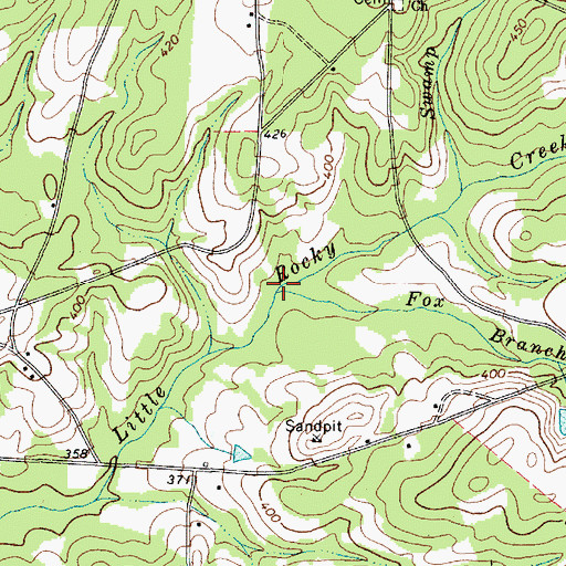 Topographic Map of Fox Branch, SC