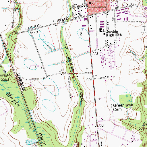 Topographic Map of Fox Swamp Canal, SC