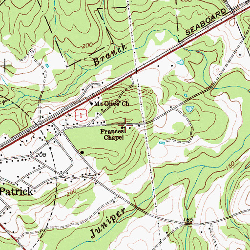 Topographic Map of Frances Chapel, SC