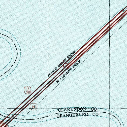 Topographic Map of Francis Marion Bridge, SC