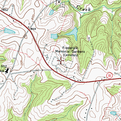 Topographic Map of Frederick Memorial Gardens, SC
