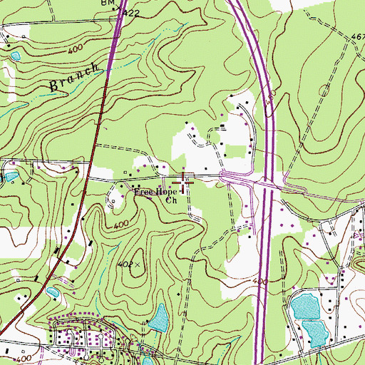 Topographic Map of Free Hope Church, SC