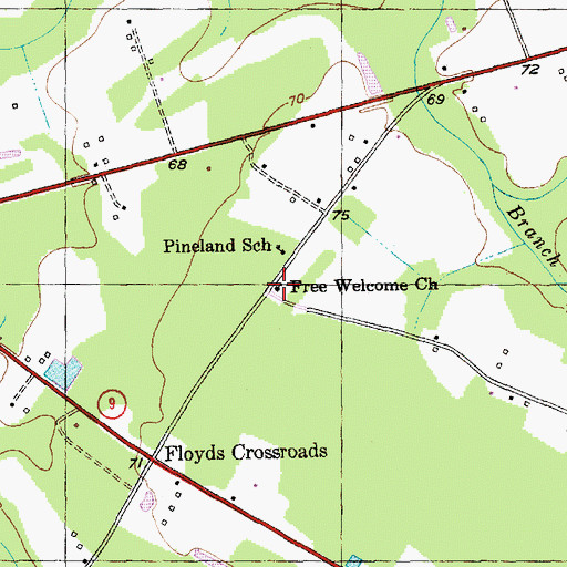 Topographic Map of Free Welcome Church, SC
