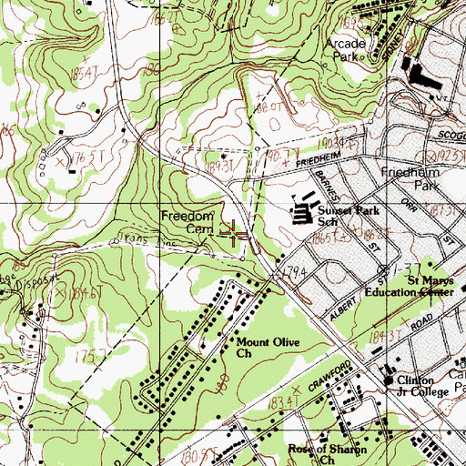 Topographic Map of Freedom Cemetery, SC